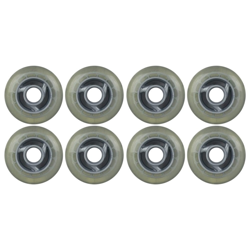 Player's Choice Inline Skate Wheels 80mm 78A Clear Silver Cyclone Spoke Indoor/Outdoor (8 Wheels)