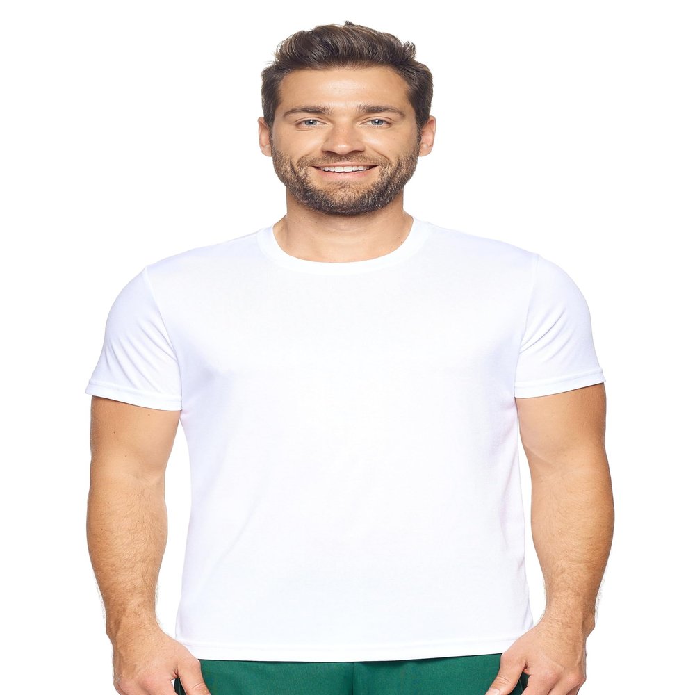 Expert Brand USA-Made Men's Activewear Short Sleeve Natural-Feel Jersey Crewneck T-Shirt, White, 4XL