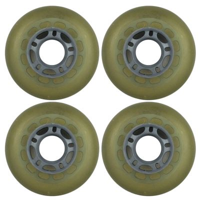 Player's Choice Inline Skate Wheels Multi Use 72mm 78A Clear Silver Indoor/Outdoor (4 Wheels)