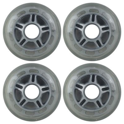 Player's Choice Inline Skate Wheels 80mm 78A Clear Silver Star Spoke Indoor/Outdoor (4 Wheels)