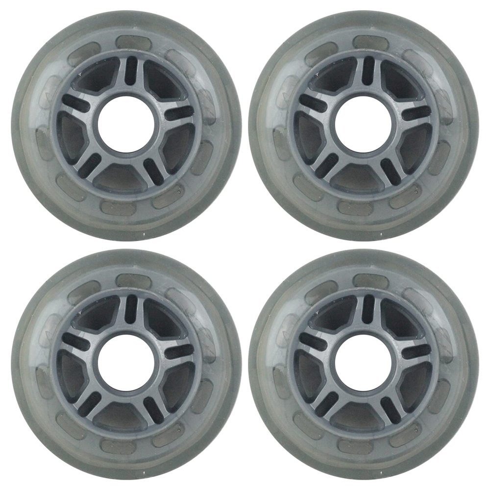 Player's Choice Inline Skate Wheels 80mm 78A Clear Silver Star Spoke Indoor/Outdoor (4 Wheels)