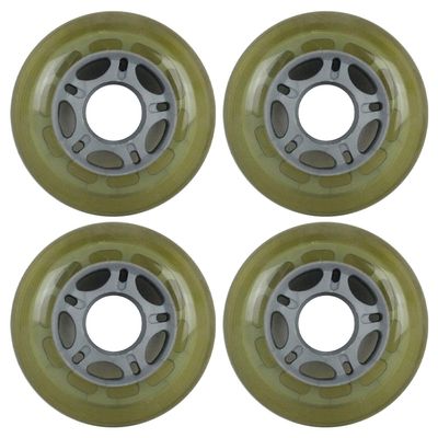 Player's Choice Inline Skate Wheels Multi Use 72mm 90A Clear/Silver Outdoor (4 Wheels)