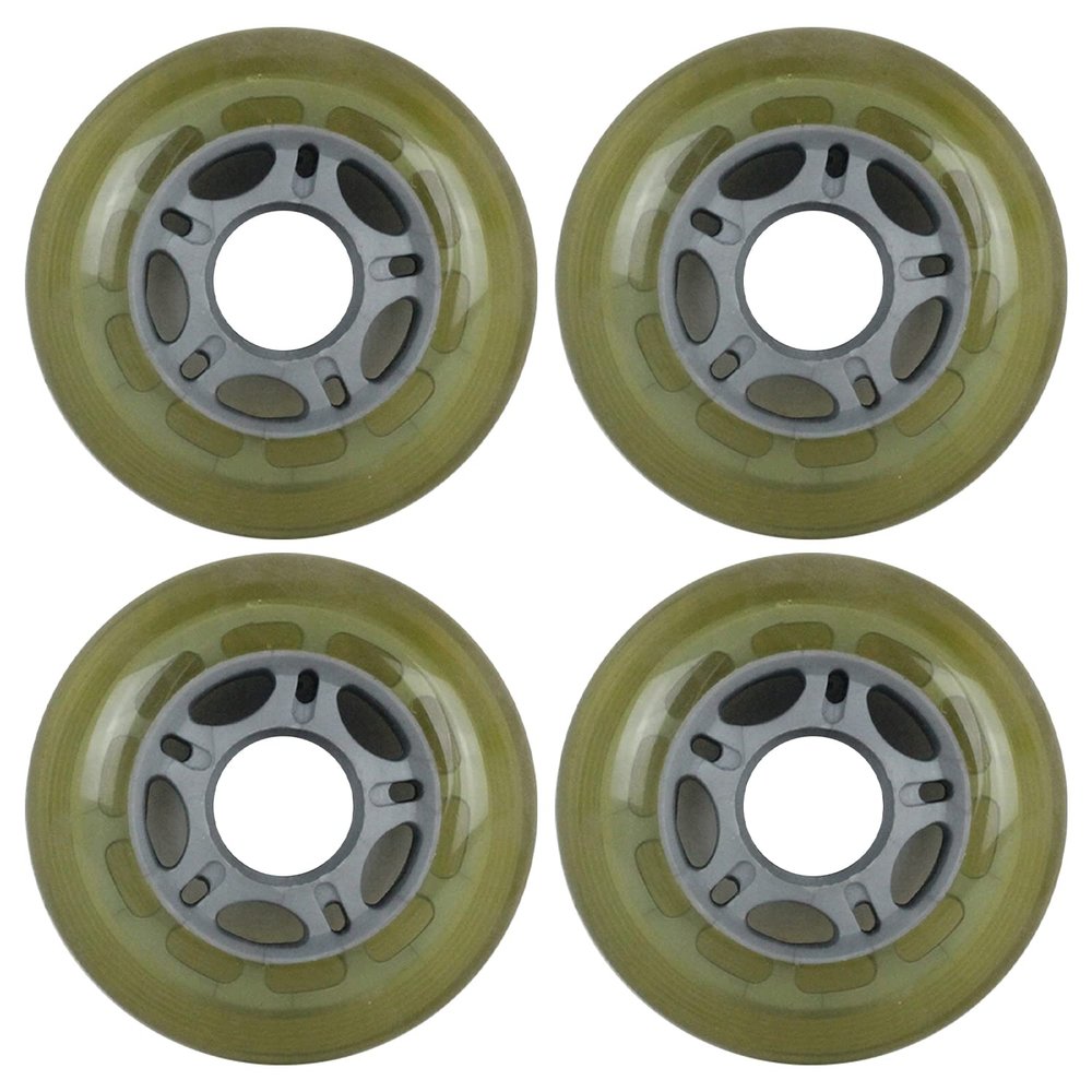 Player's Choice Inline Skate Wheels Multi Use 72mm 90A Clear/Silver Outdoor (4 Wheels)