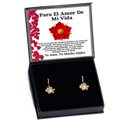 La vida ES Bella, Pero ES aun mas Hermosa Desde que Estas a mi lado, Regalo para esposa o esposa - Aretes de girasol