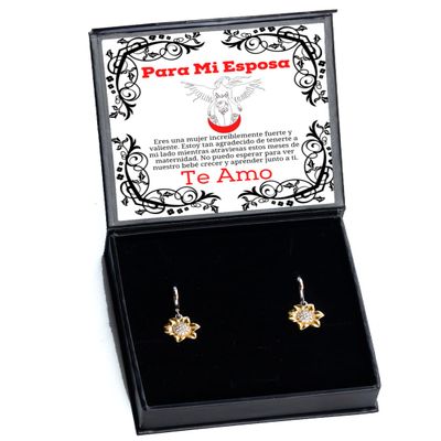 para mi Reina, Gracias por existir, Regalo para esposa, Novia, Mujer, Fiancee - Aretes de girasol
