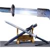 Chinese Qing Sword, Hand Forged High Carbon Steel Blade,Full Tang Jian with Blue Embossed Scabbard & Alloy Fittings, Collectible Martial Arts Practice Sword view 1