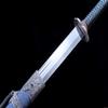 Chinese Qing Sword, Hand Forged High Carbon Steel Blade,Full Tang Jian with Blue Embossed Scabbard & Alloy Fittings, Collectible Martial Arts Practice Sword view 2