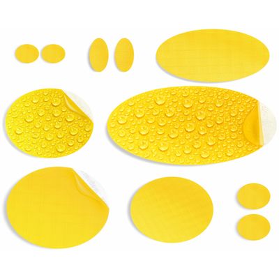 aZengear Repair Patches for Jackets, Tent, Shoe Toe, Air Mattress, Inflatables, PVC Gear - Waterproof, Self-Adhesive, Tear-Cold-Heat-Resistant, Down Puffer Coat (11Pcs, Yellow)
