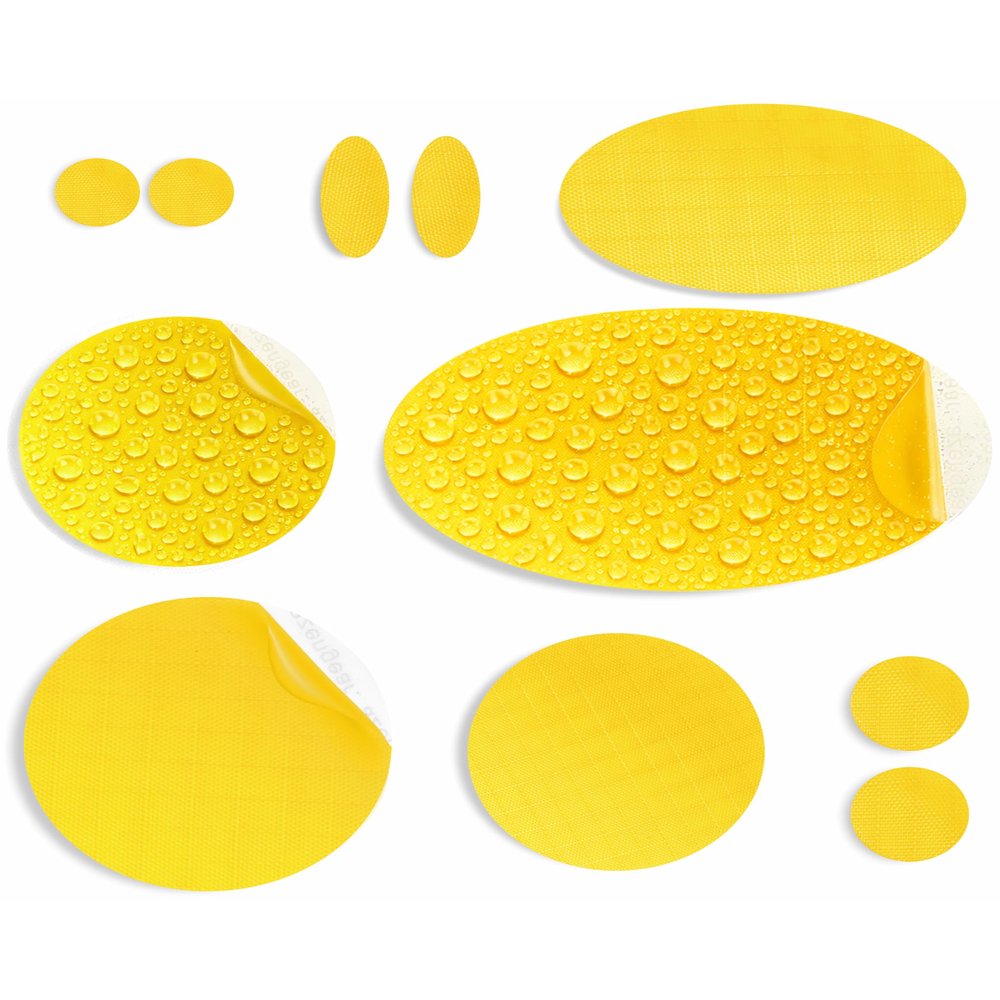 aZengear Repair Patches for Jackets, Tent, Shoe Toe, Air Mattress, Inflatables, PVC Gear - Waterproof, Self-Adhesive, Tear-Cold-Heat-Resistant, Down Puffer Coat (11Pcs, Yellow)