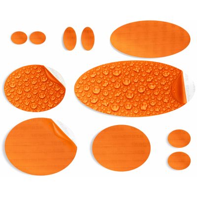 aZengear Repair Patches for Jackets, Tent, Shoe Toe, Air Mattress, Inflatables, PVC Gear - Waterproof, Self-Adhesive, Tear-Cold-Heat-Resistant, Down Puffer Coat (11 Pcs, Orange)