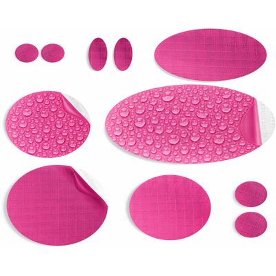 aZengear Repair Patches for Down Jackets - Waterproof, Pre-Cut, Self-Adhesive, Tear-Cold-Heat-Resistant Nylon Polyester Fabric to Fix Puffer Coats, Gear, Tents (11 Pcs, Dark Pink)