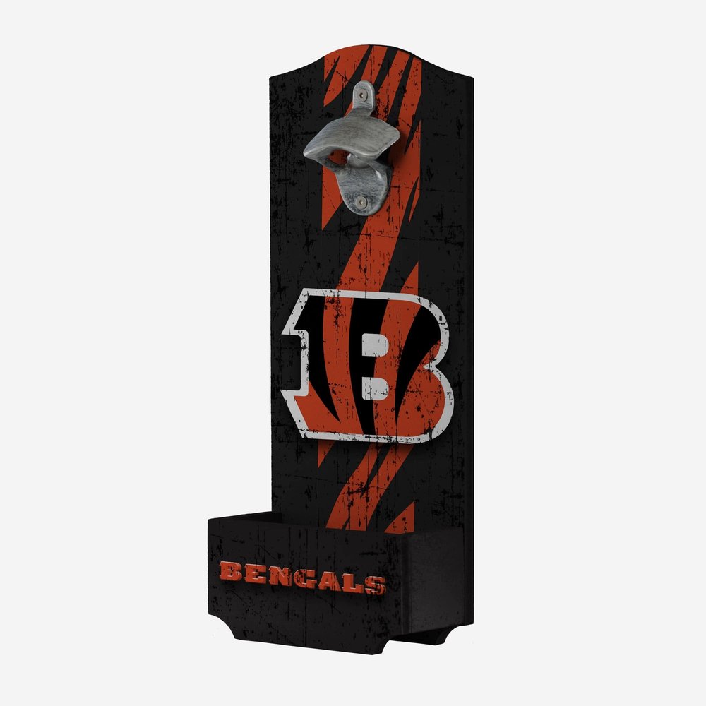 Cincinnati Bengals NFL Wooden Bottle Cap Opener Sign