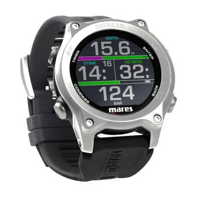 Mares Sirius Watch-Style Wrist Dive Computer for Recreational Divers | Underwater, Snorkeling/Scuba Diving Accessory, Black/Silver