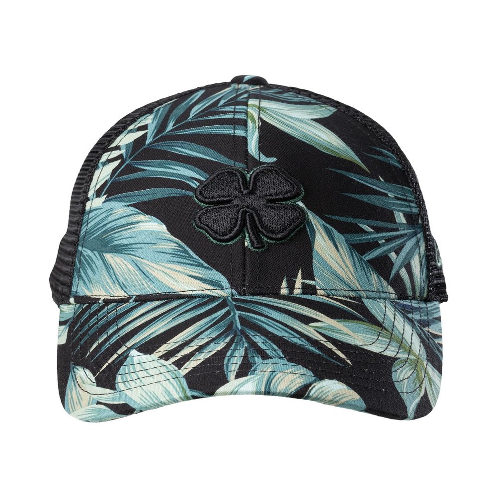 Black Clover Island Luck Hat - Tropical 15 - Black-Palm Tropical - Adjustable