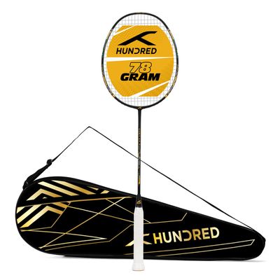HUNDRED Atomic Air 78 Carbon Fibre Strung Badminton Racket with Full Racket Cover for Intermediate Players (78g)