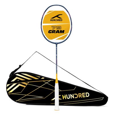 HUNDRED Cult 79 Carbon Fibre Unstrung Badminton Racket with Full Racket Cover for Intermediate Players (80g,Max Tension - 32LBS)