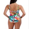BCBGMAXAZRIA Womens Lace Up Grommet Tummy Control Quick Dry Bathing One Piece Swimsuit, Odyssey Multi, X-Large US view 2