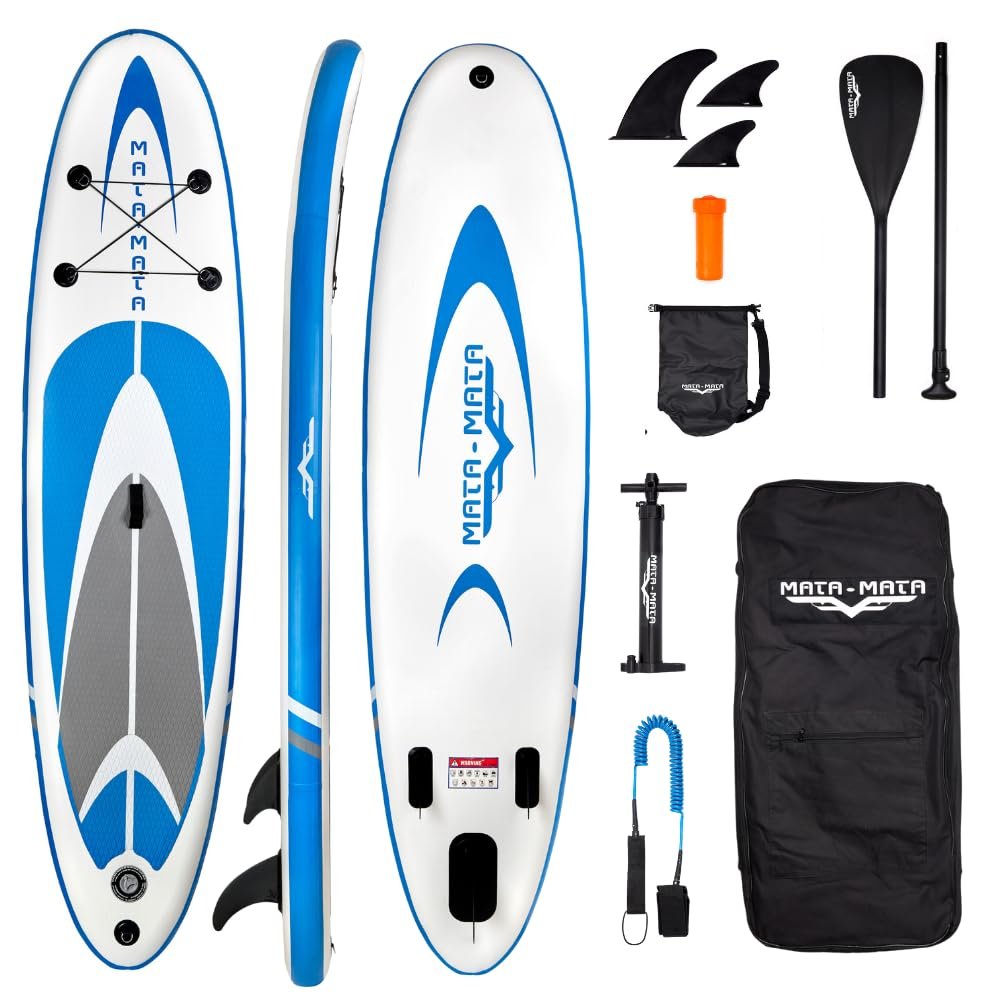 MATA MATA Shark Flight 10' Stand Up Paddle Board with Premium SUP Accessories & Backpack Non-Slip Deck Waterproof Bag Leash Paddle and Hand Pump (Blue Stream)