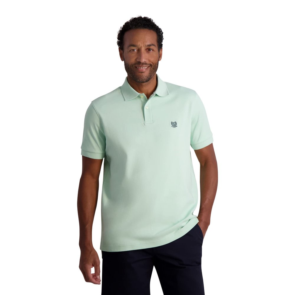 Chaps Men's Polo Shirt - Classic Fit Short Sleeve 2-Button Double Knit Cotton Polo Shirt (S-XL), Size Small, Mint