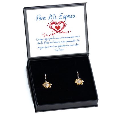 Tu y yo Siempre Juntos, Regalo para enamorada o Mujer, joyeria para enamoradas o Mujeres - Aretes de girasol