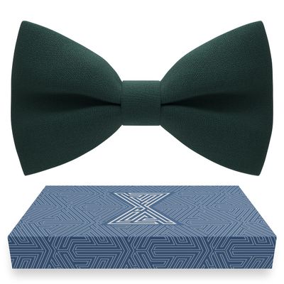 Bow Tie House Boys Classic Pre-Tied Bow Tie Formal Solid Tuxedo (Medium, Dark Green 1)