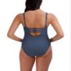 BCBGMAXAZRIA Women's Standard One Piece Swimsuit Lace Up Grommet Tummy Control Quick Dry Bathing Suit, Storm Grey view 3