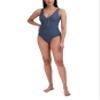 BCBGMAXAZRIA Women's Standard One Piece Swimsuit Lace Up Grommet Tummy Control Quick Dry Bathing Suit, Storm Grey view 4