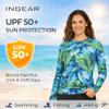 INGEAR Women's Rash Guard Shirts UPF 50+ Swim Shirt for Sun Protection Running Shirt Lightweight Quick Dry Top Sizes S-XXL (Leaf Garden, Large) view 3