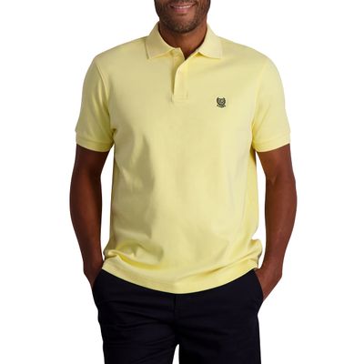 Chaps Men's Polo Shirt - Classic Fit Short Sleeve 2-Button Double Knit Cotton Polo Shirt (S-XL), Size Small, Savannah Yellow