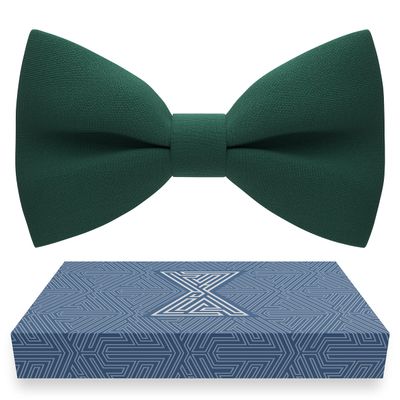 Bow Tie House Men's Classic Pre-Tied Bow Tie Formal Solid Tuxedo (Large, Emerald Green 1)