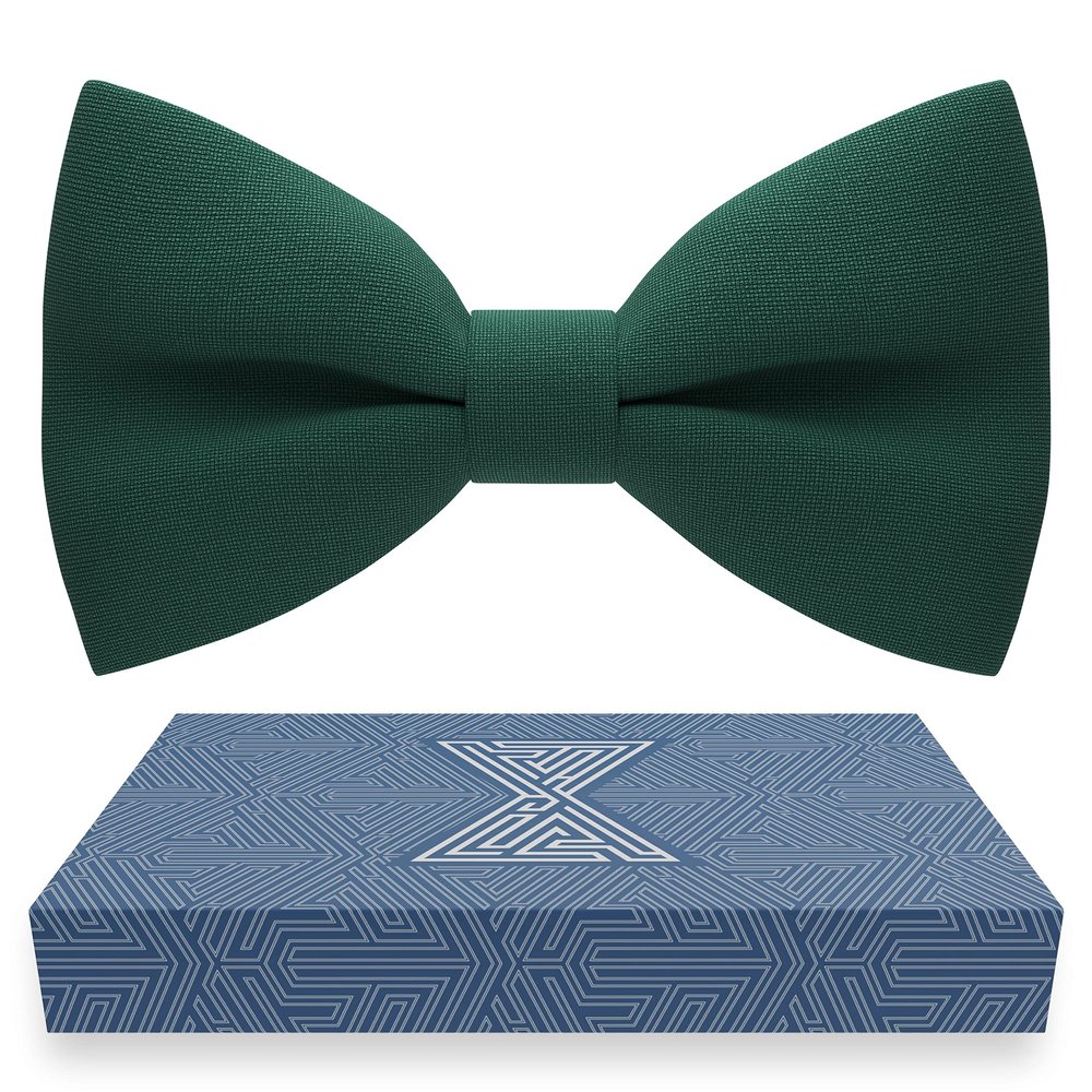 Bow Tie House Men's Classic Pre-Tied Bow Tie Formal Solid Tuxedo (Large, Emerald Green 1)