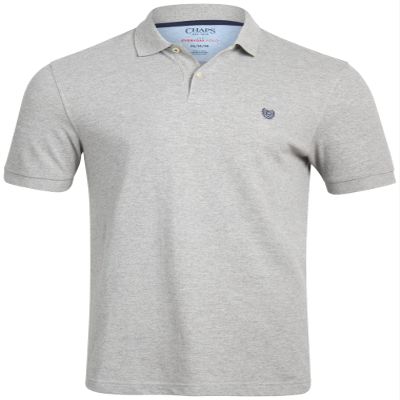 Chaps Men's Polo Shirt - Classic Fit Cotton Collared Short Sleeve Mens Golf Shirts - Casual Work Shirts for Men (S-2XL), Size Large, Light Heather Grey
