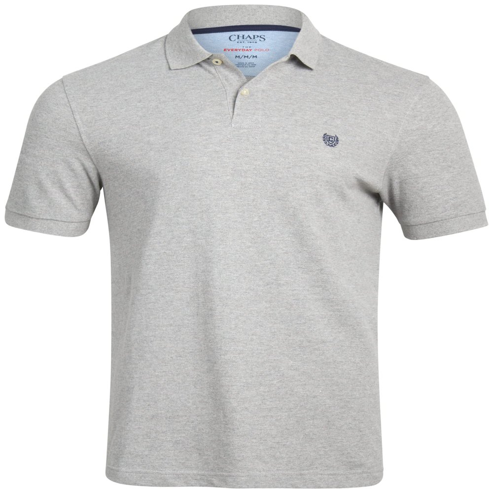 Chaps Men's Polo Shirt - Classic Fit Cotton Collared Short Sleeve Mens Golf Shirts - Casual Work Shirts for Men (S-2XL), Size Large, Light Heather Grey