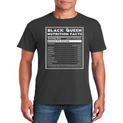 Black Queen Nutrition Fact Cool Humor Graphic T-Shirt Saying Sarcasm Men Tee