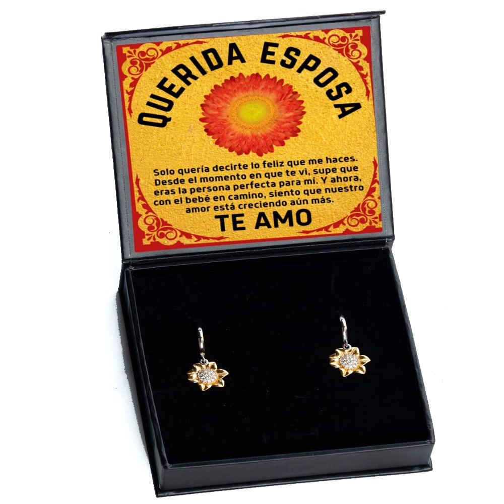 para mi esposa, el Unico invitado a mi Corazon eres tu, Regalo para esposa, prometida, joyeria para enamoradas o Mujeres - Aretes de girasol