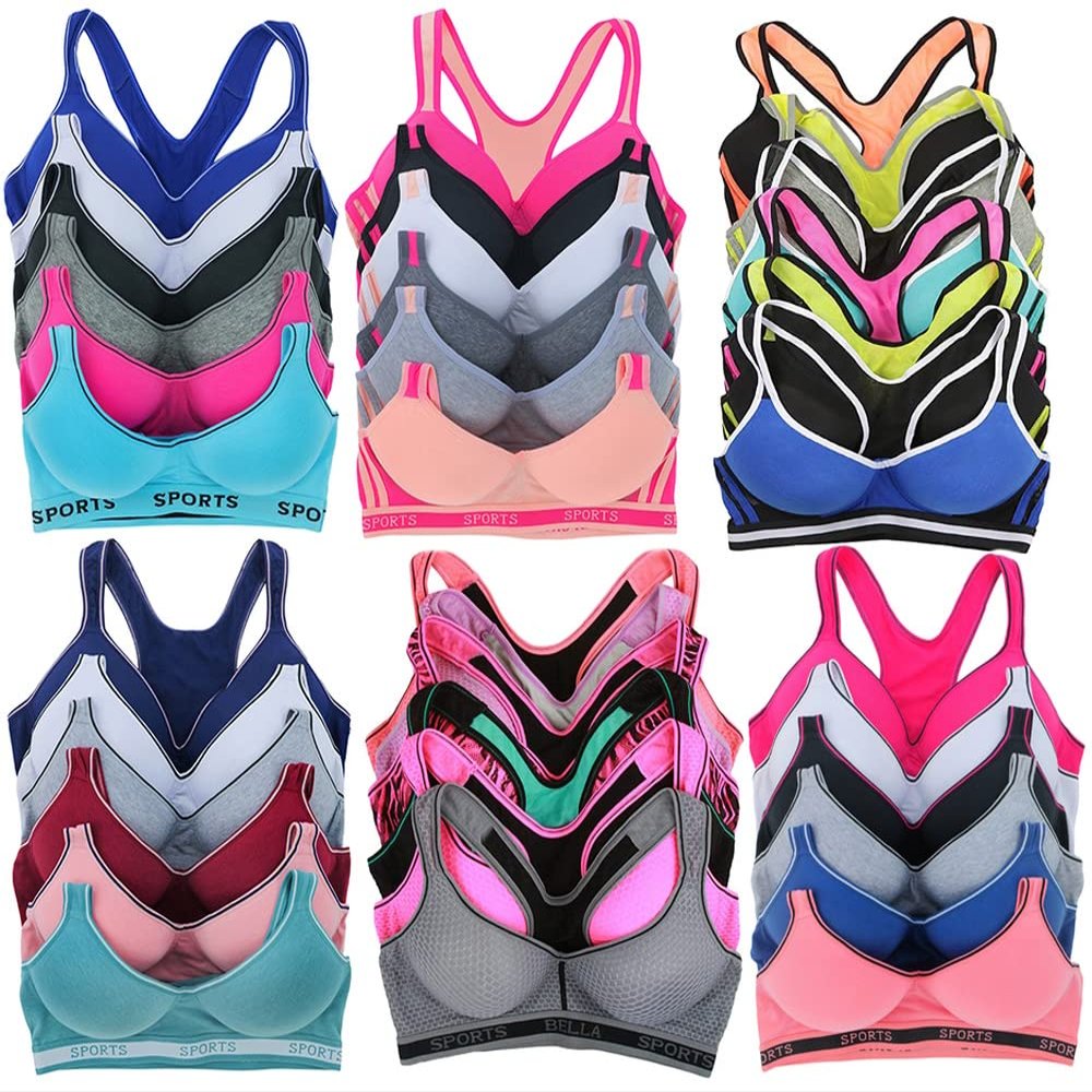 ToBeInStyle Womens 6 Pack Random Selection Padded Support Bras - Sports Bras Assorted Wireless - 42C