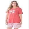 Dreams & Co. Plus Size Knit Pj Short Set - 2X, Sweet Coral Bees view 1