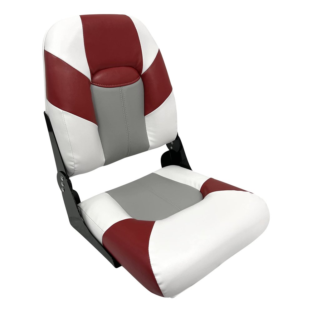 Wise 1461-1774 Baja Series High Back Boat Seat, Brite White/Grey/Dark Red