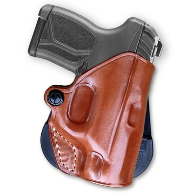Masc Premium Leather OWB Paddle Holster Open Top Fits LCP MAX Micro Compact 2.80" Barrel, Right-Hand Draw, Brown #1622#