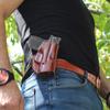 Masc Premium Leather OWB Paddle Holster Open Top Fits LCP MAX Micro Compact 2.80" Barrel, Right-Hand Draw, Brown #1622# view 3