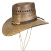 MexART Mexican Palm Leaf Cowboy Hat Dark Natural Straw Wide Brim with Chin Strap Sombrero Baquero de Palma Oscuro Natural view 1