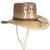 MexART Mexican Palm Leaf Cowboy Hat Dark Natural Straw Wide Brim with Chin Strap Sombrero Baquero de Palma Oscuro Natural view 2