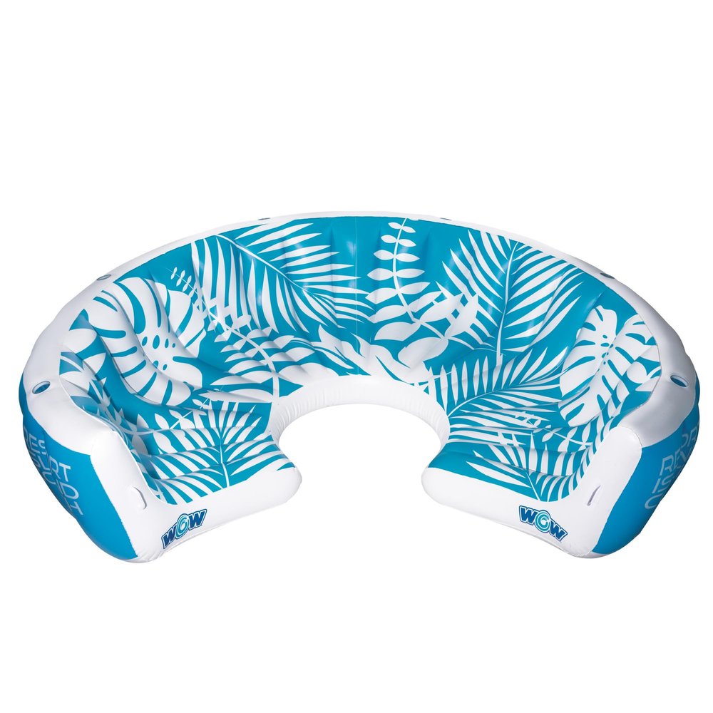 Wow Sports Resort Inflatable Floating Couch - 6-8 Person - Group Lake Float - Backrest Design - Kids & Adults
