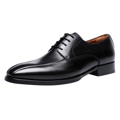 HINDOLA Men's Lace-up Dress Shoes Leather Formal Business Oxford Derby Shoes Retro Dress Shoes for Men Black