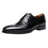 HINDOLA Men's Lace-up Dress Shoes Leather Formal Business Oxford Derby Shoes Retro Dress Shoes for Men Black view 1