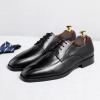 HINDOLA Men's Lace-up Dress Shoes Leather Formal Business Oxford Derby Shoes Retro Dress Shoes for Men Black view 3