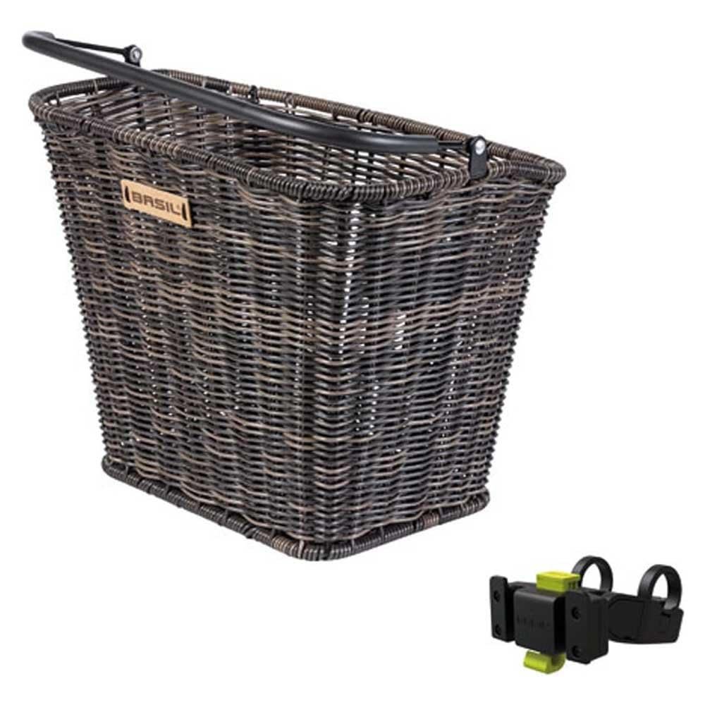 Basil VR Basket Bremen Rattan Look KF Including KF Handlebar Adaptor | Attachment: Klickfix | Natural Bra
