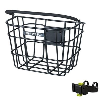Basil Front Basket Bremen ALU Quick Assembly, Klickfix Handlebar Bracket (Aluminium), Removable Aluminium Design, Aluminium Wire