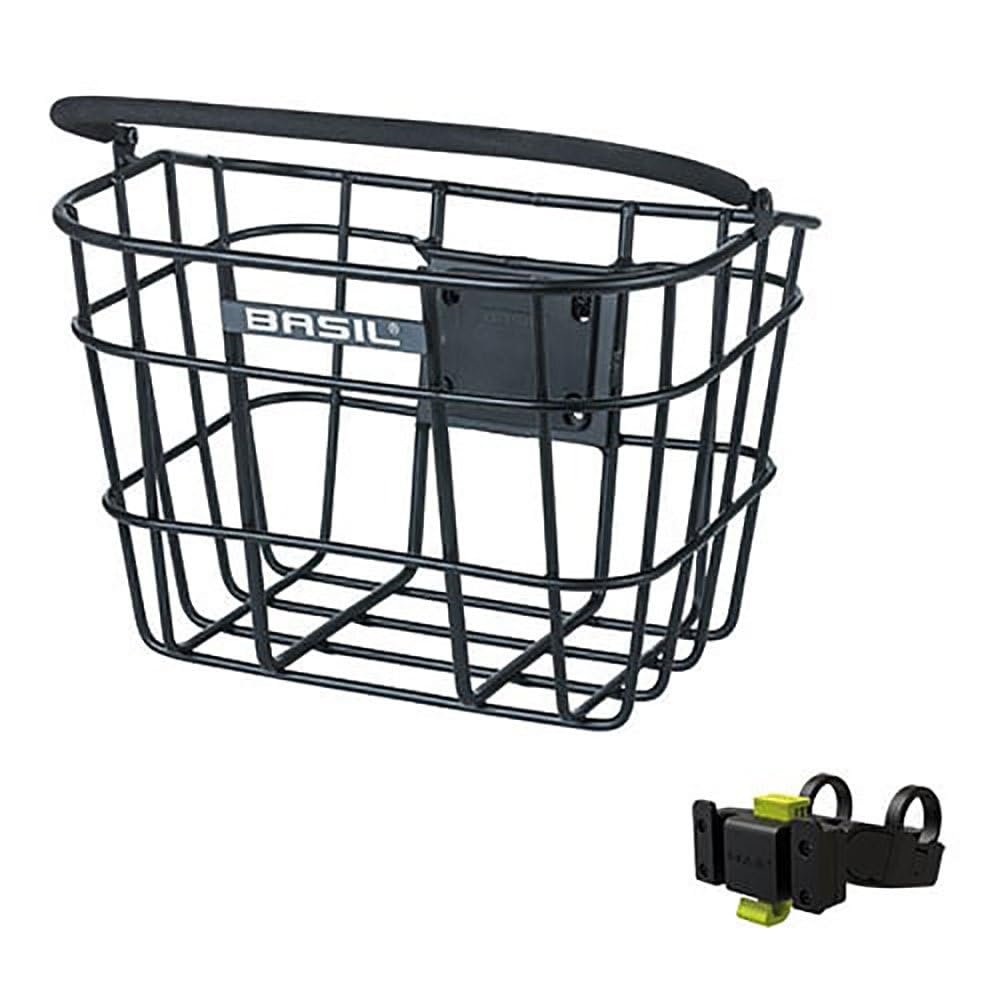 Basil Front Basket Bremen ALU Quick Assembly, Klickfix Handlebar Bracket (Aluminium), Removable Aluminium Design, Aluminium Wire