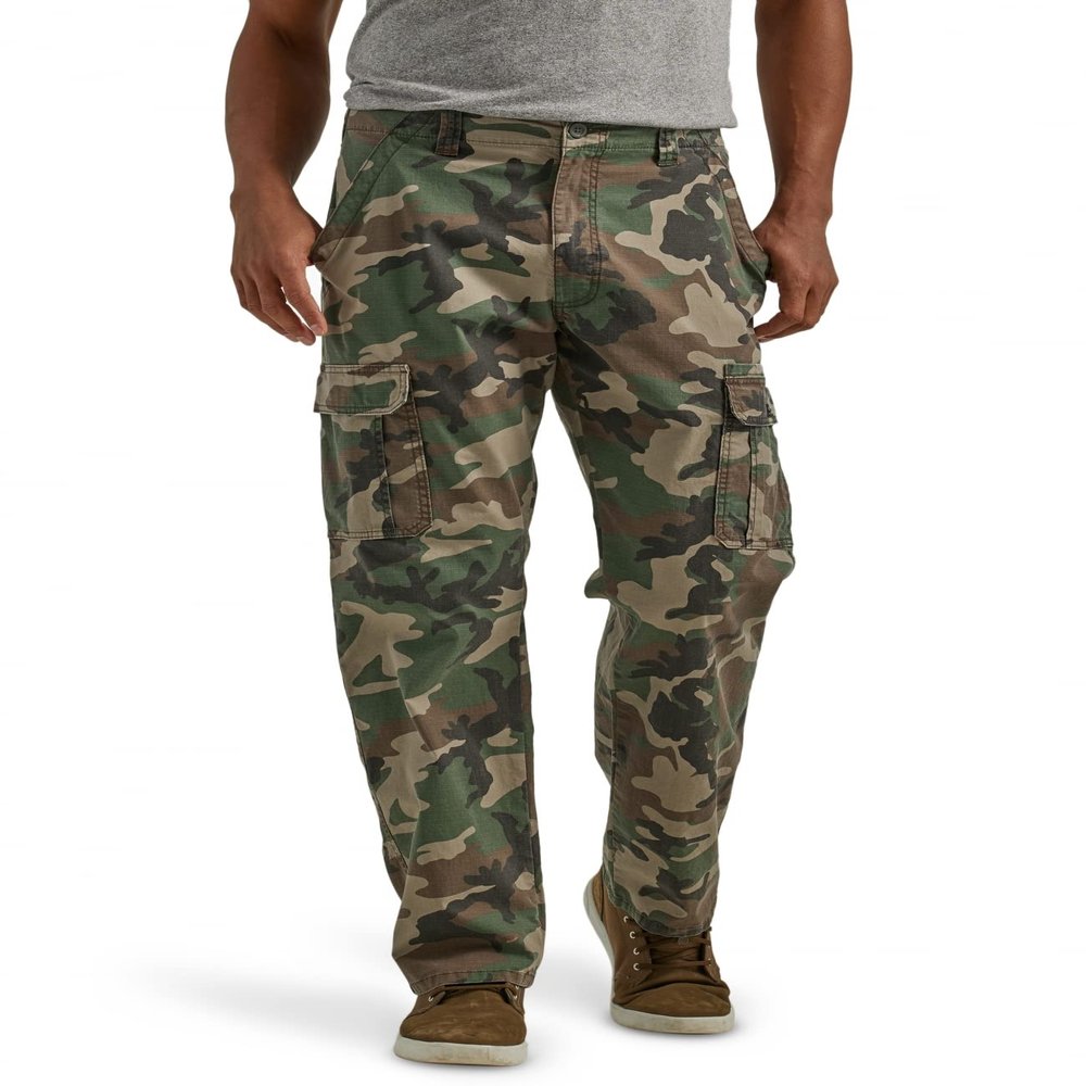 Relaxed Fit Stretch Cargo Pant, Green Brown Camo, 38W x 34L